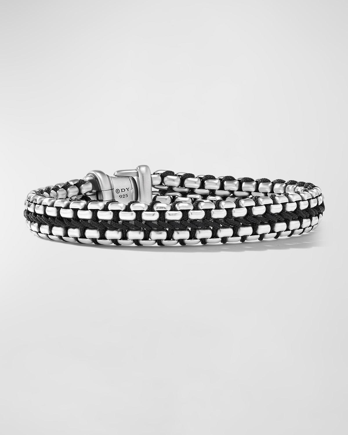 David Yurman Mens Woven Box Chain Bracelet in Sterling Silver with Blue Nylon, 12mm Product Image