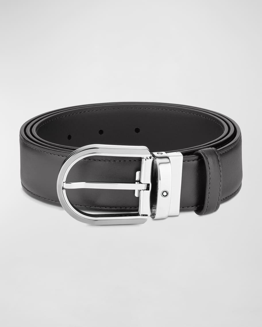 Mens Horseshoe Buckle Leather Belt Product Image