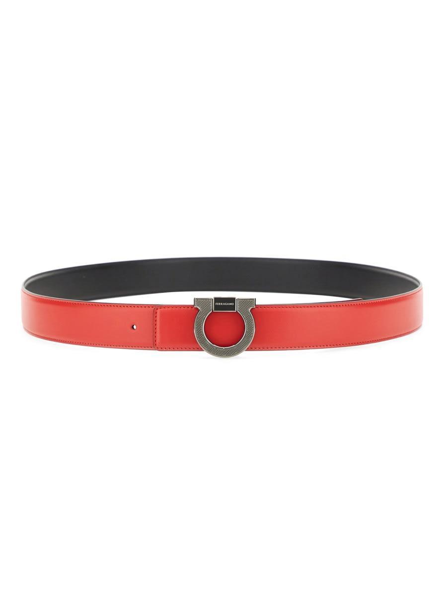 FERRAGAMO Salvatore  Reversible Gancini Belt In Black Product Image