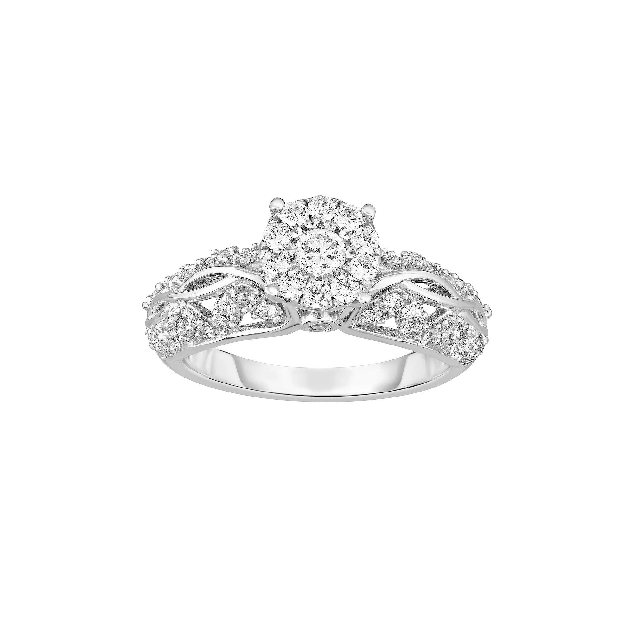 14k White Gold 3/4 Carat T.W. Diamond Engagement Ring Set, Women's, Size: 7 Product Image