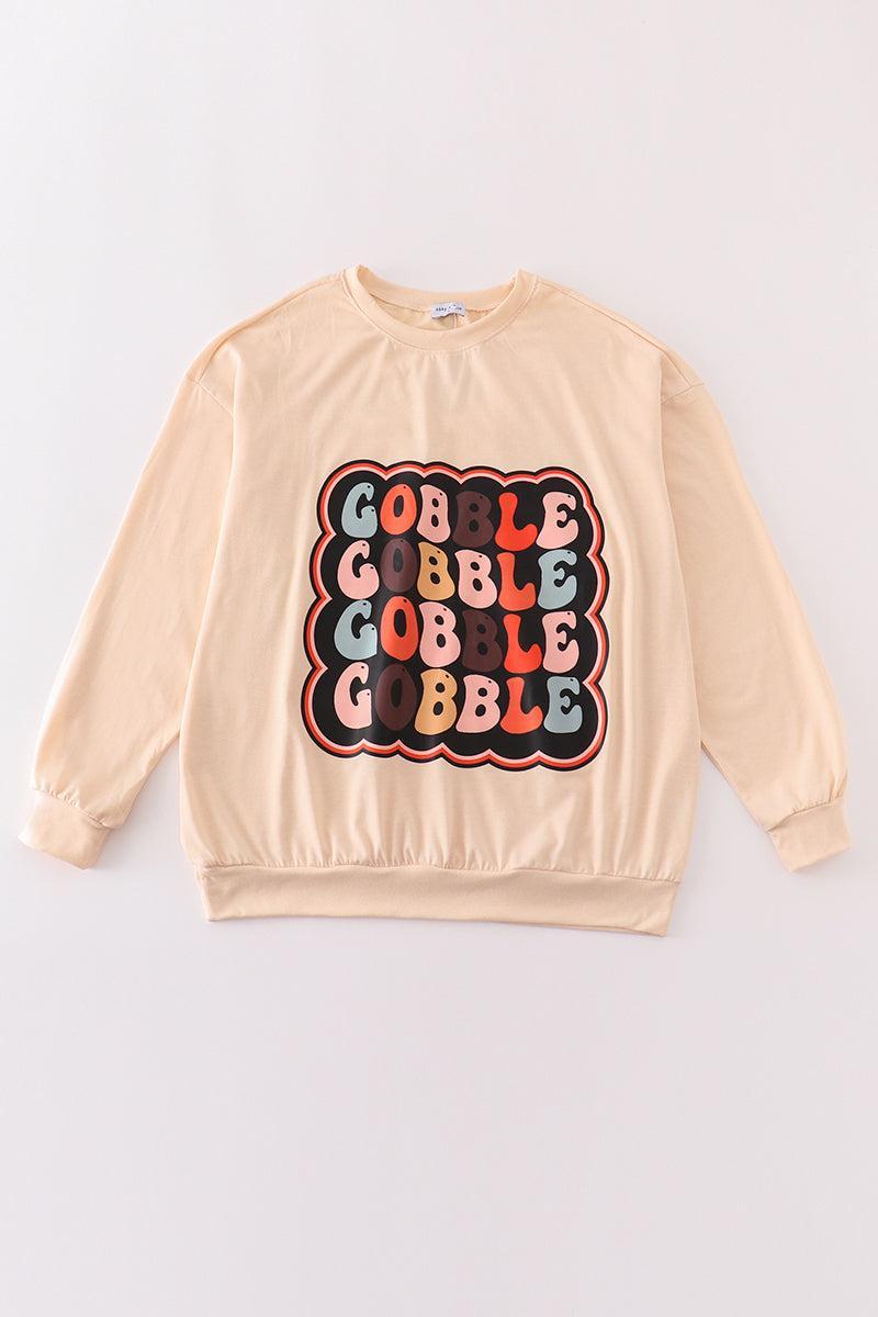 Thanksgiving gobble print women top Female Product Image