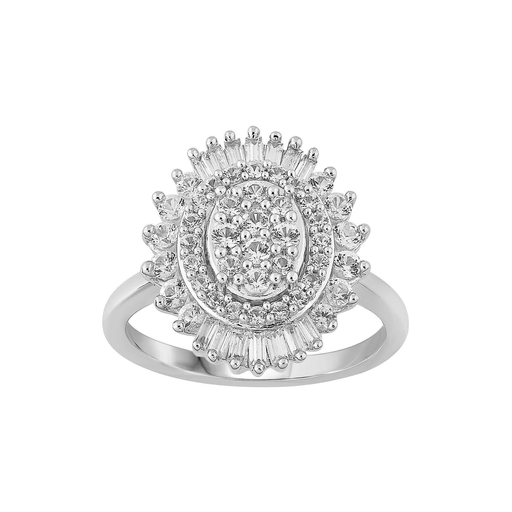 Sterling Silver Lab-Created White Sapphire Ring, Women's, Size: 7 Product Image