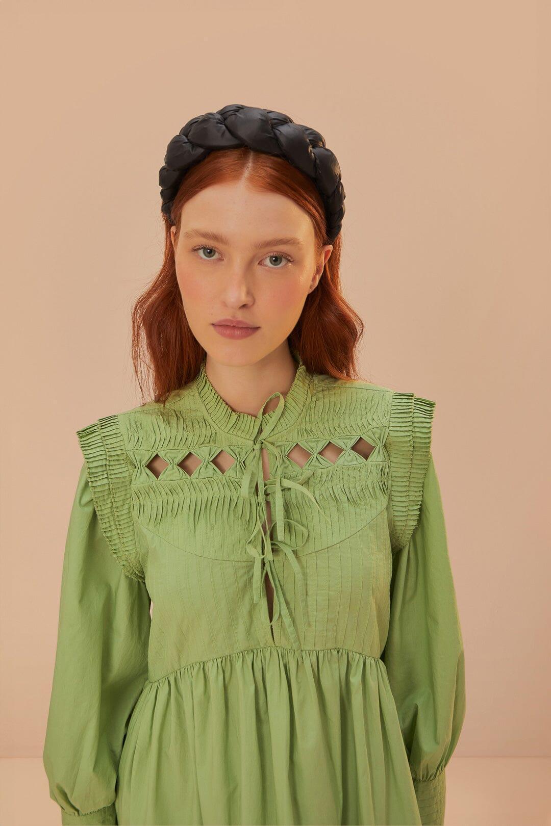 Green Open Yoke Mini Dress, GREEN / L Product Image