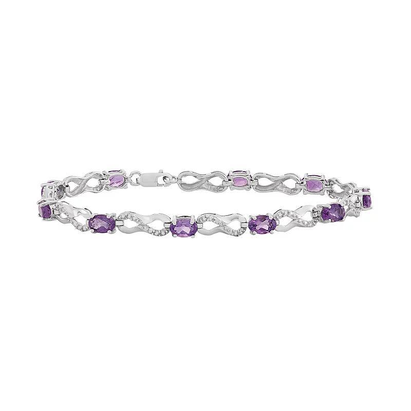 Jewelexcess Amethyst & Diamond Accent Sterling Silver Infinity Link Bracelet, Women's, Size: 7.5", Purple Product Image