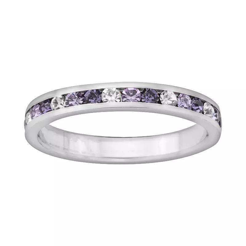 Sterling Silver Purple and White Crystal Eternity Ring, Womens Product Image
