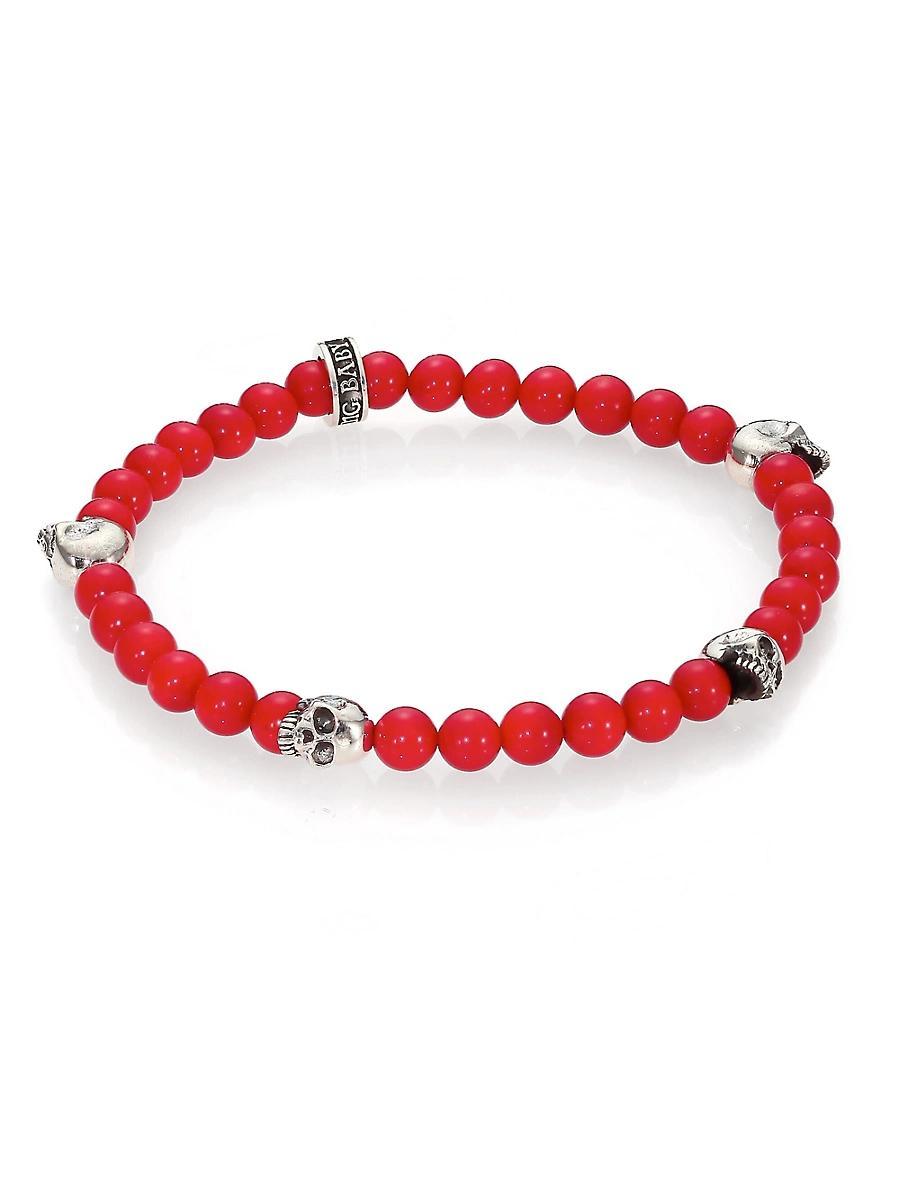 Mens Red Coral Beaded Bracelet Product Image