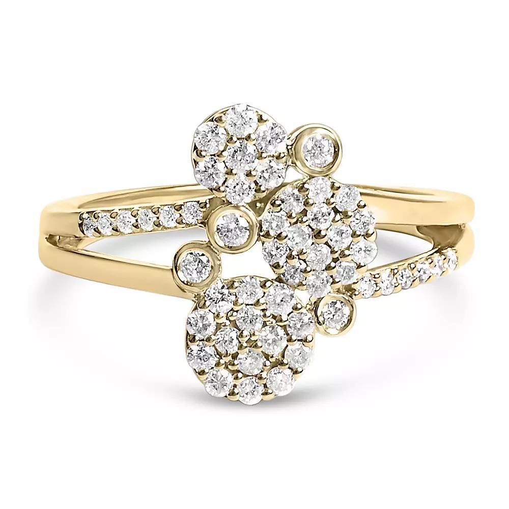 Haus of Brilliance Sterling Silver 1/2 Carat T.W. Diamond Scatter Composite Bypass Ring, Women's, Size: 7, Gold Tone Product Image