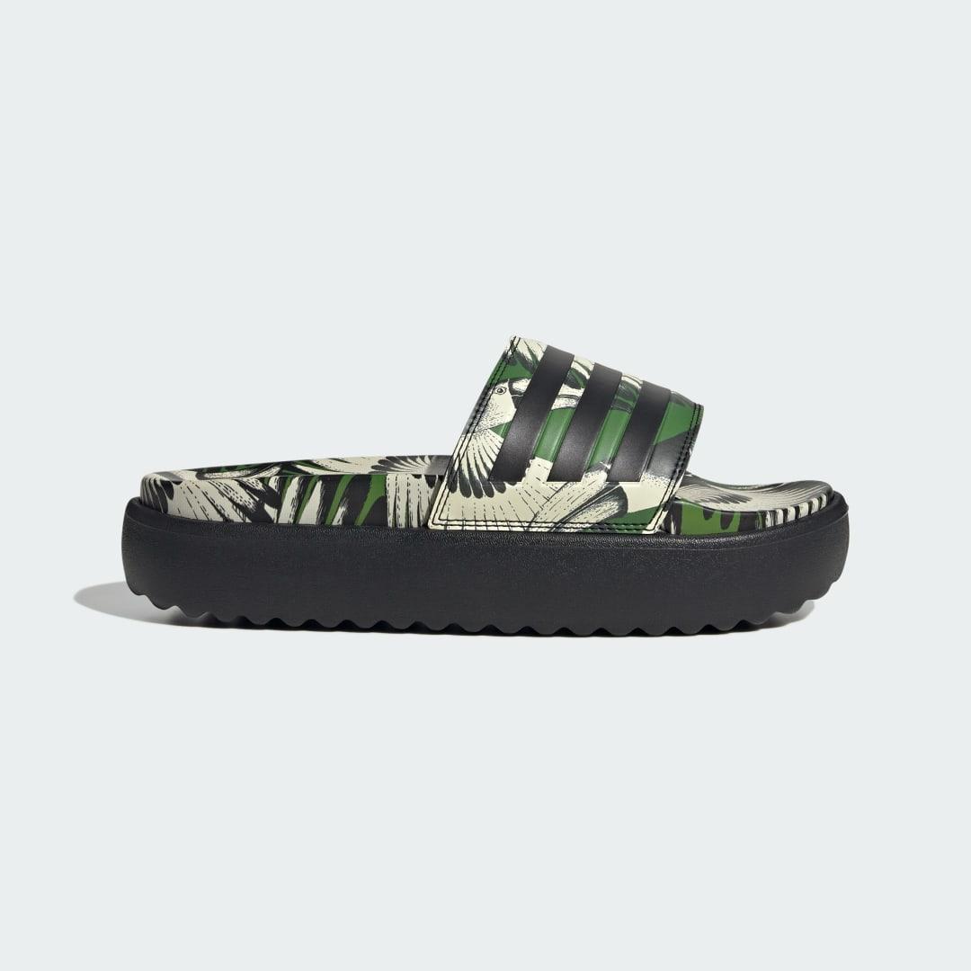 adidas adilette Women's Platform Swimming Slides, Size: 7, Crew Green Product Image