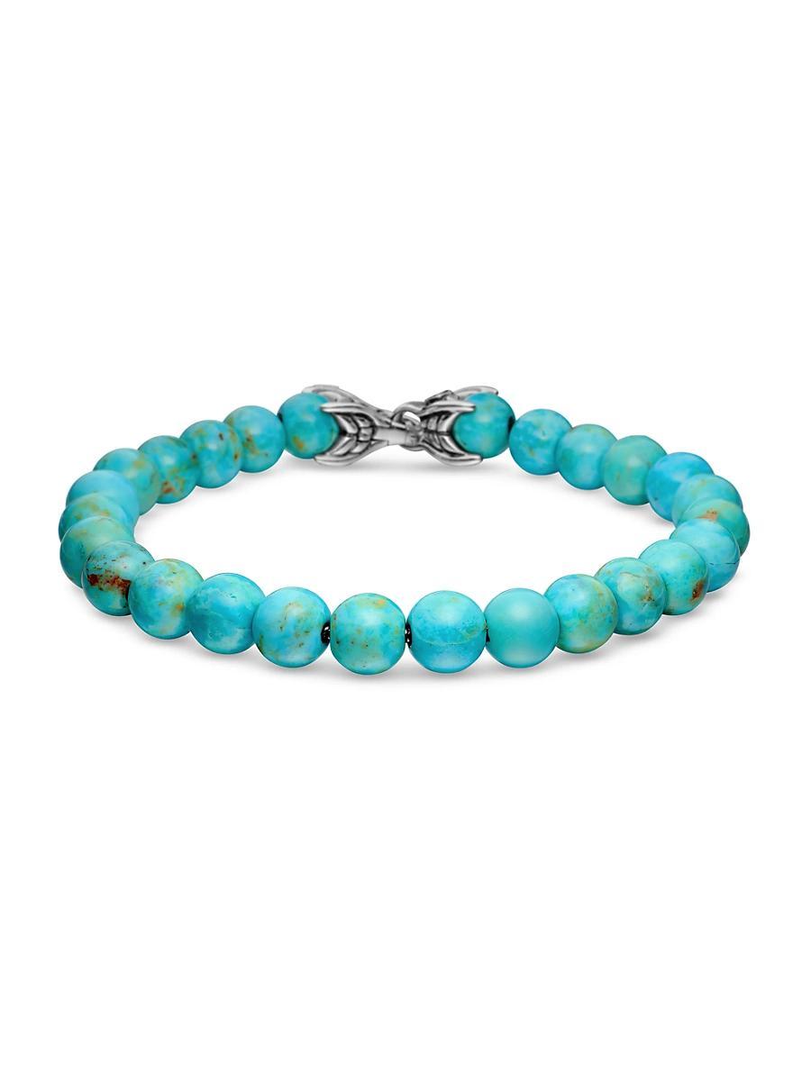 Mens Spiritual Bead Turquoise & Sterling Silver Bracelet Product Image