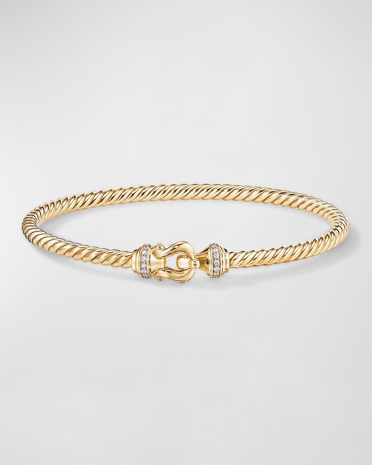 David Yurman Buckle Bracelet in 18K Yellow Gold with Diamonds, Medium Product Image