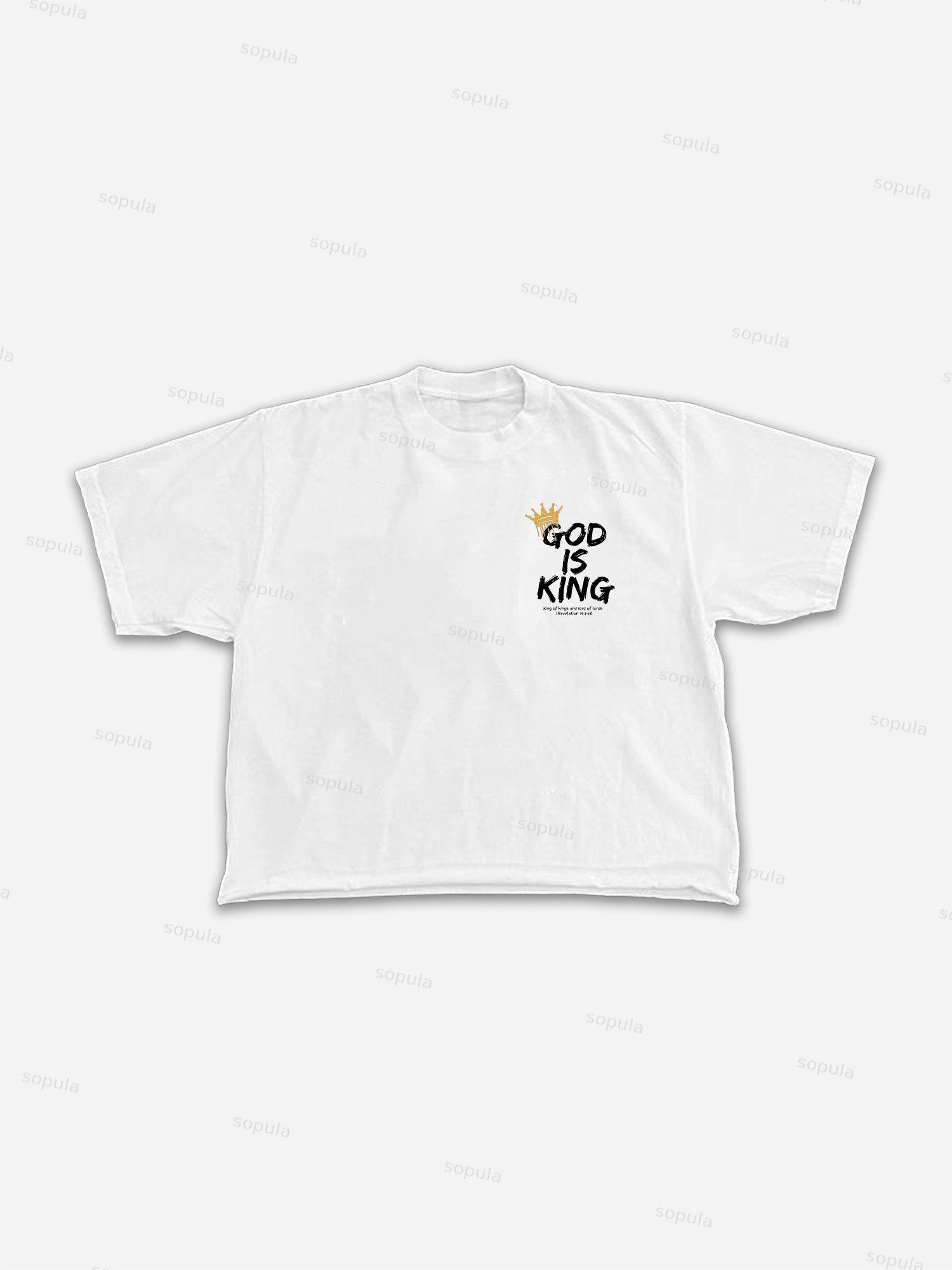 God Is King Printed Graphic Cropped T-shirt Product Image