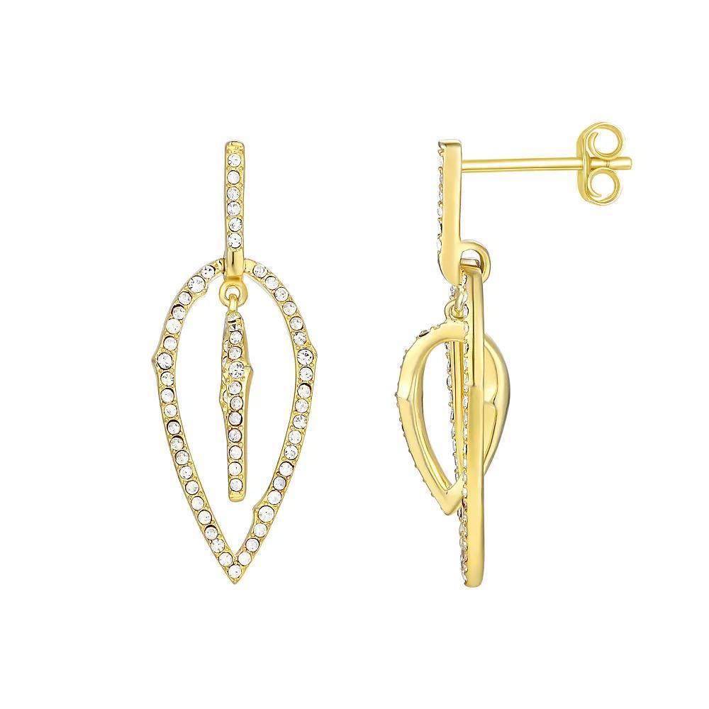 Forever Radiant Gold Over Silver Crystal Teardrop Dangle Earrings, Women's, Gold Tone Product Image