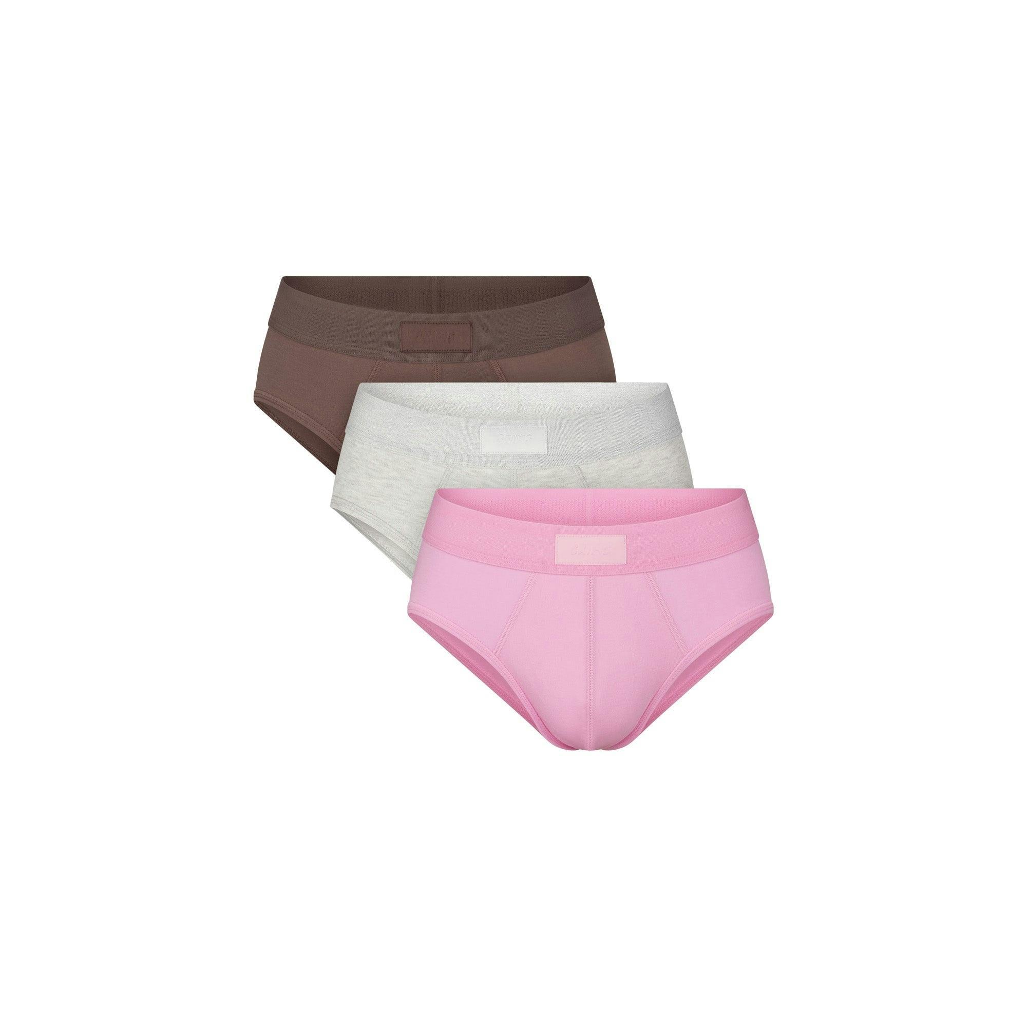 SKIMS COTTON MENS BRIEF 3-PACK | BUBBLE GUM UMBER MULTI Product Image