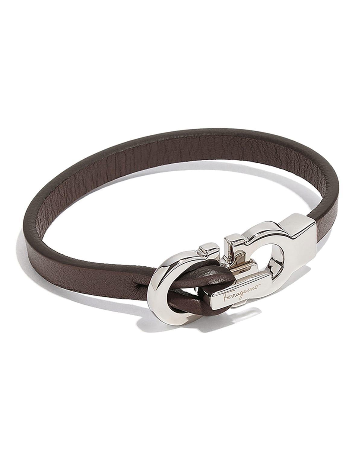 Mens Gancini Leather Bracelet Product Image