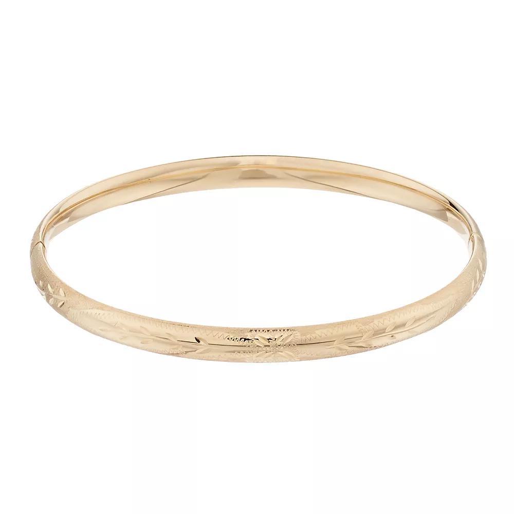 14k Yellow Gold Floral Etched Bangle Bracelet, Women's, Size: 7", 14k Gold Product Image