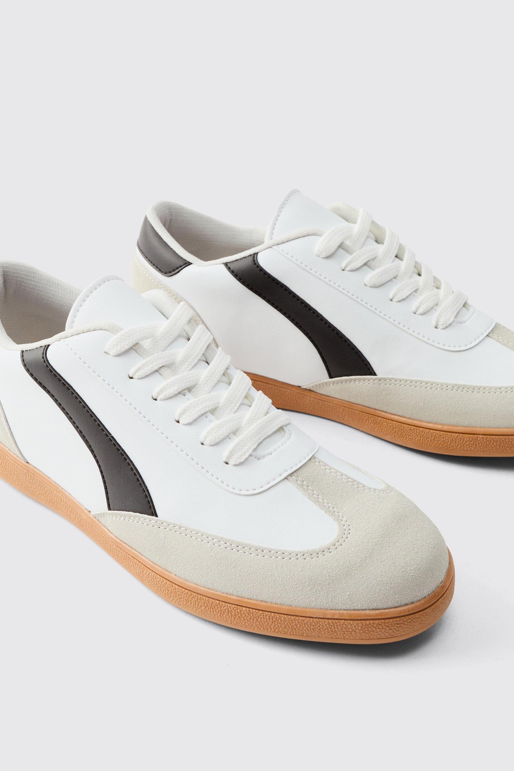 Trainer With Panel Detail In PU | boohooMAN USA Product Image