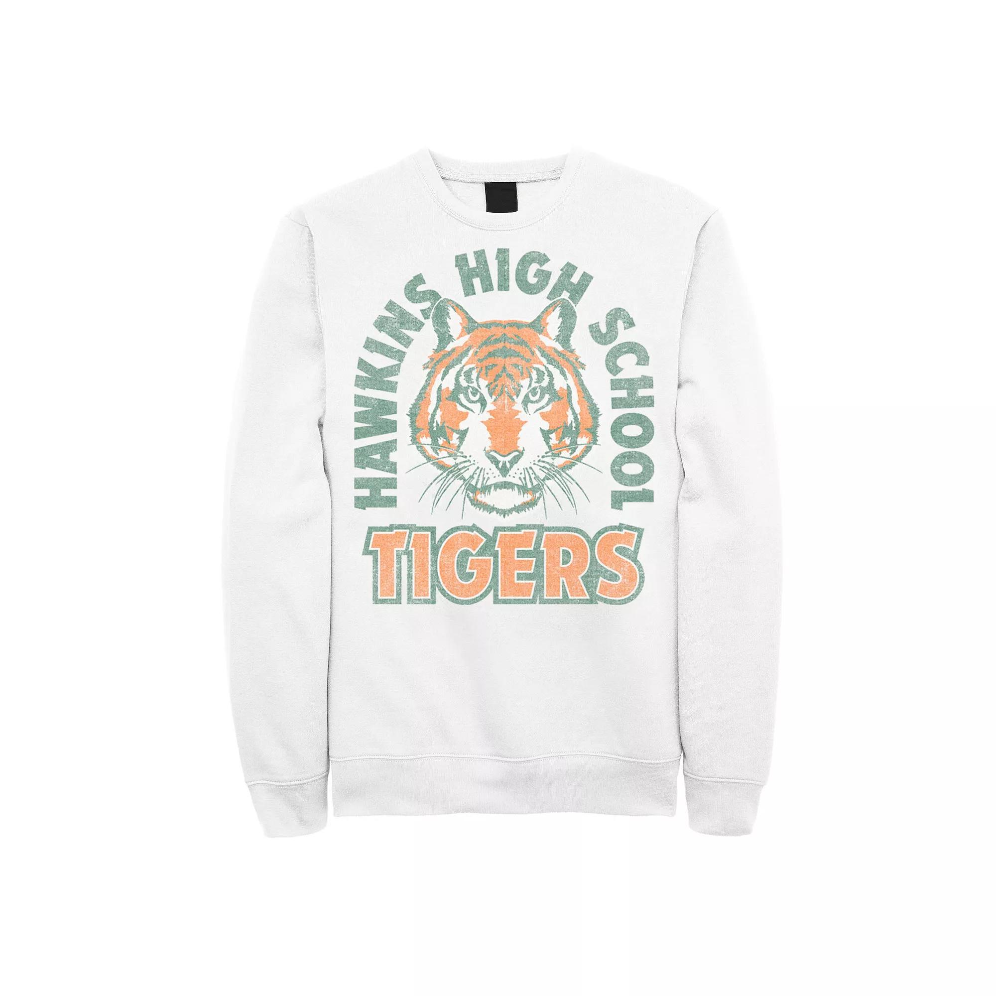 Men's Netflix Stranger Things Hawkins High School Tigers Arch Sweatshirt, Size: Small, White Product Image