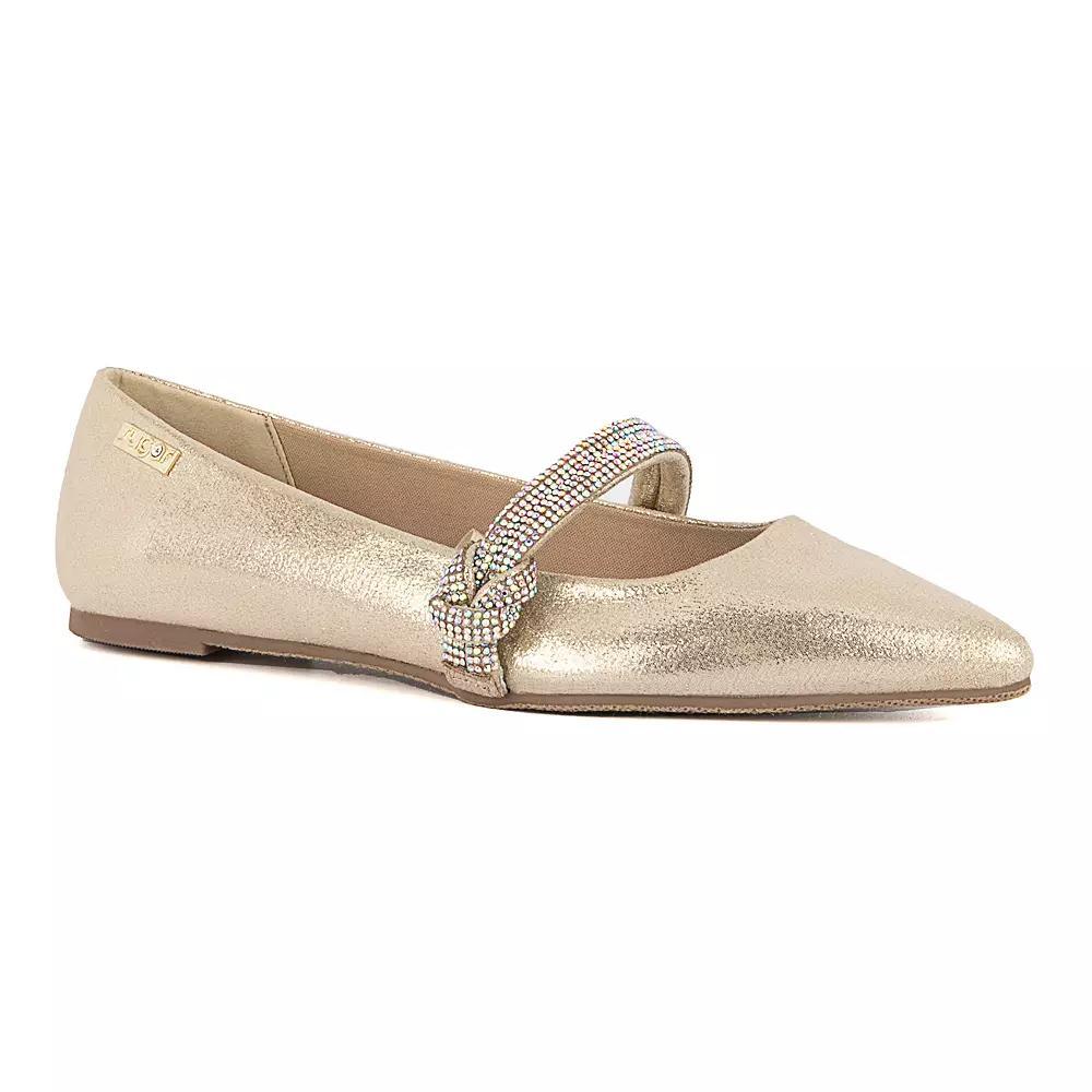 sugar Lingo Women's Rhinestone Flats, Size: 7.5, Beige Product Image