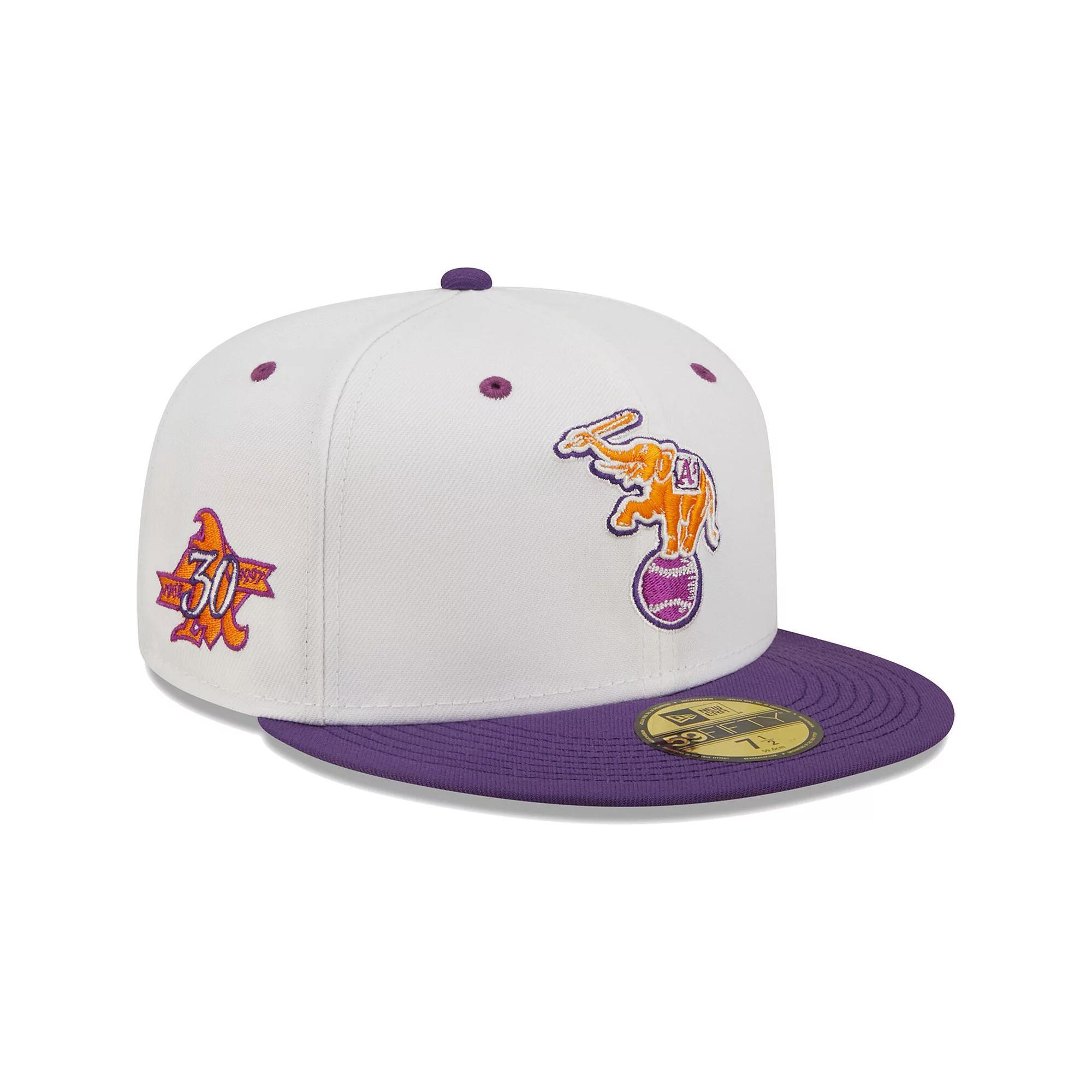 Men's New Era White/Purple Oakland Athletics 30th Season Grape Lolli 59FIFTY Fitted Hat, Size: 7 7/8 Product Image
