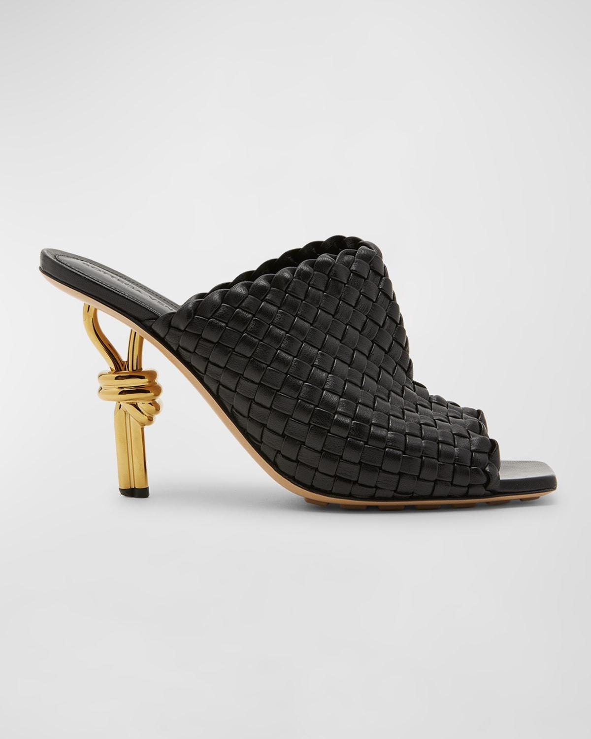90mm Mini Weave Nappa Leather Knot Mule Sandals Product Image