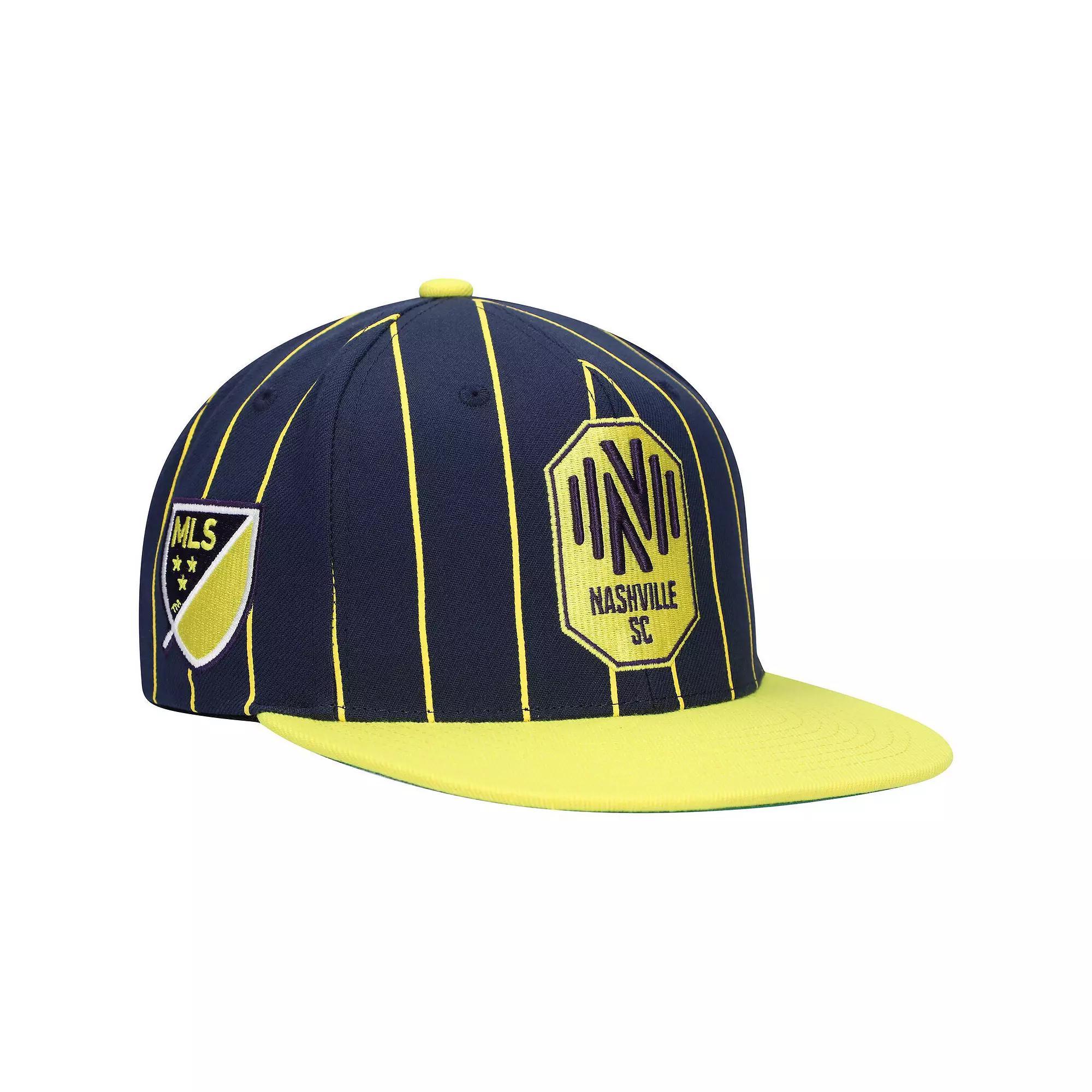 Mens Mitchell & Ness Navy Nashville SC Team Pin Snapback Hat, Mls Blue Product Image