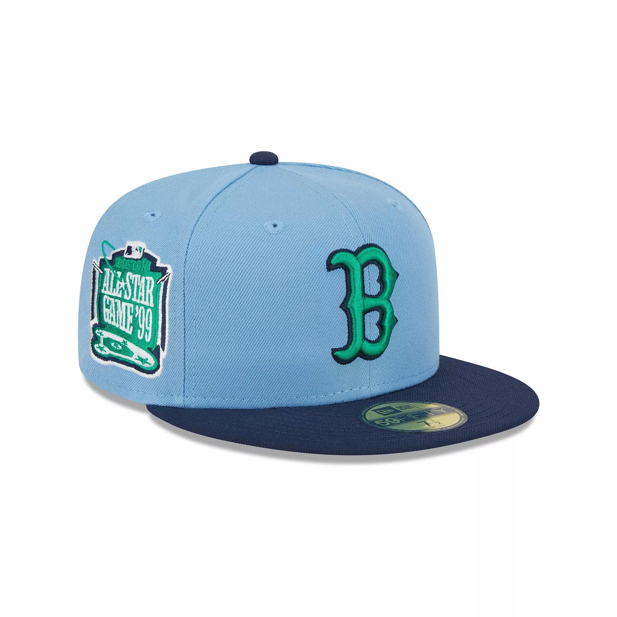 Men's New Era Light Blue/Navy Boston Red Sox Green Undervisor 59FIFTY Fitted Hat, Size: 8 Product Image