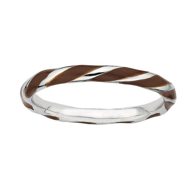 Stacks & Stones Sterling Silver Brown Enamel Twist Stack Ring, Women's, Size: 6 Product Image