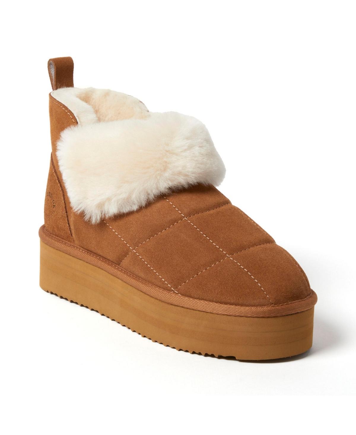 Dearfoams Bayswater Puff Womens Platform Shearling Bootie Slippers Product Image