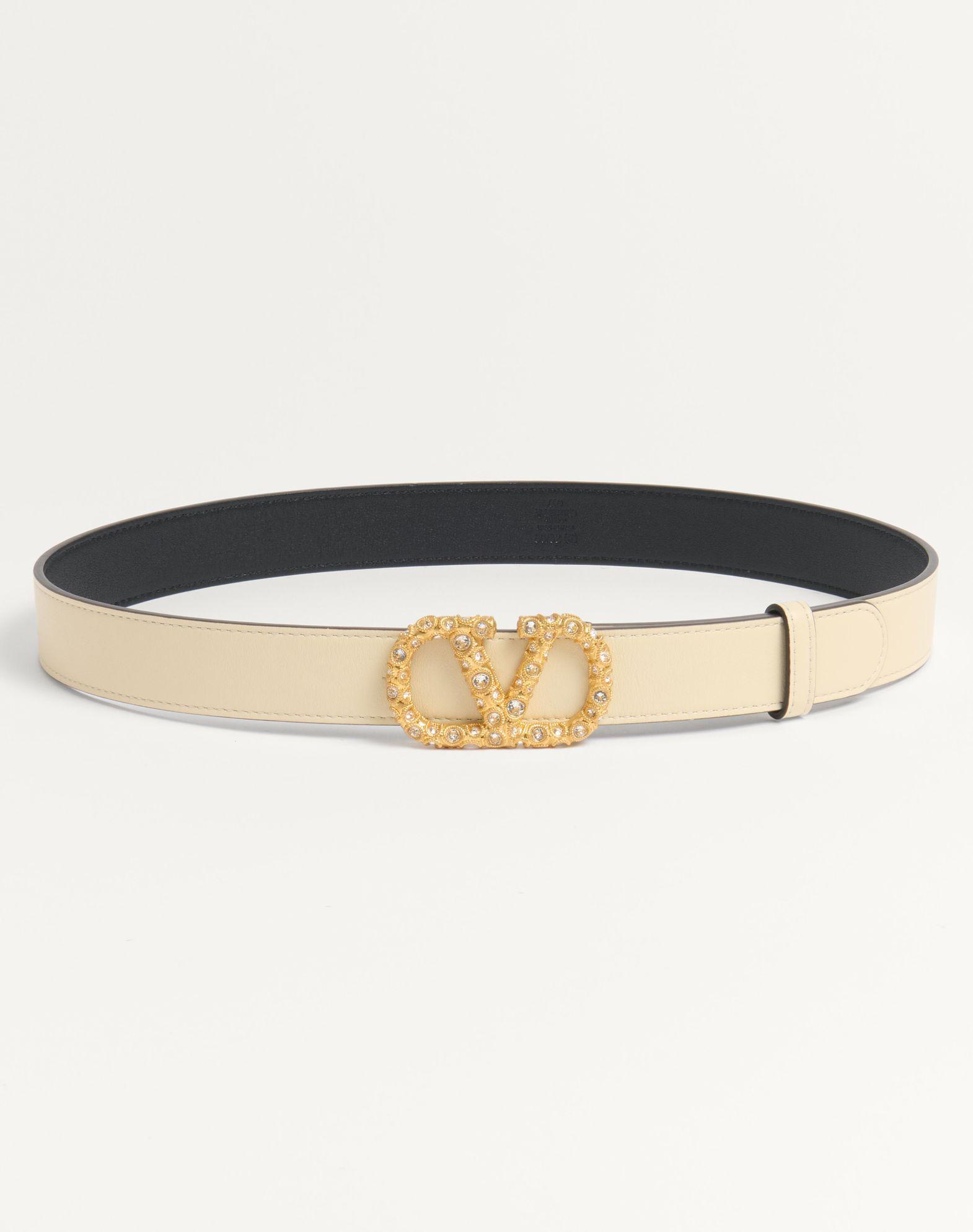 Vlogo Signature Belt In Shiny Calfskin With Crystals 30 Mm Product Image