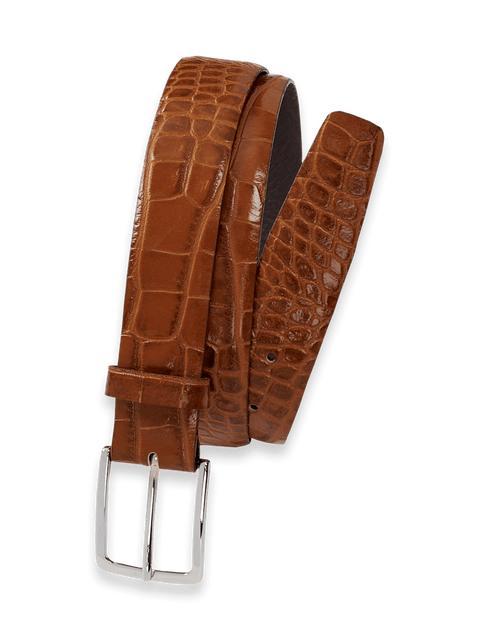 Crocodile Embossed with Changeable Buckle Belt - Brandy Product Image