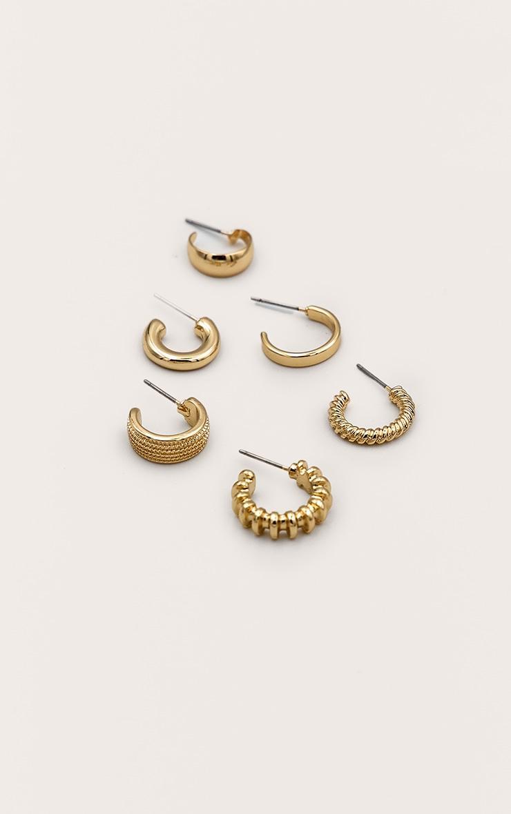 Gold Ribbed Hoop Multi-pack Earrings Product Image