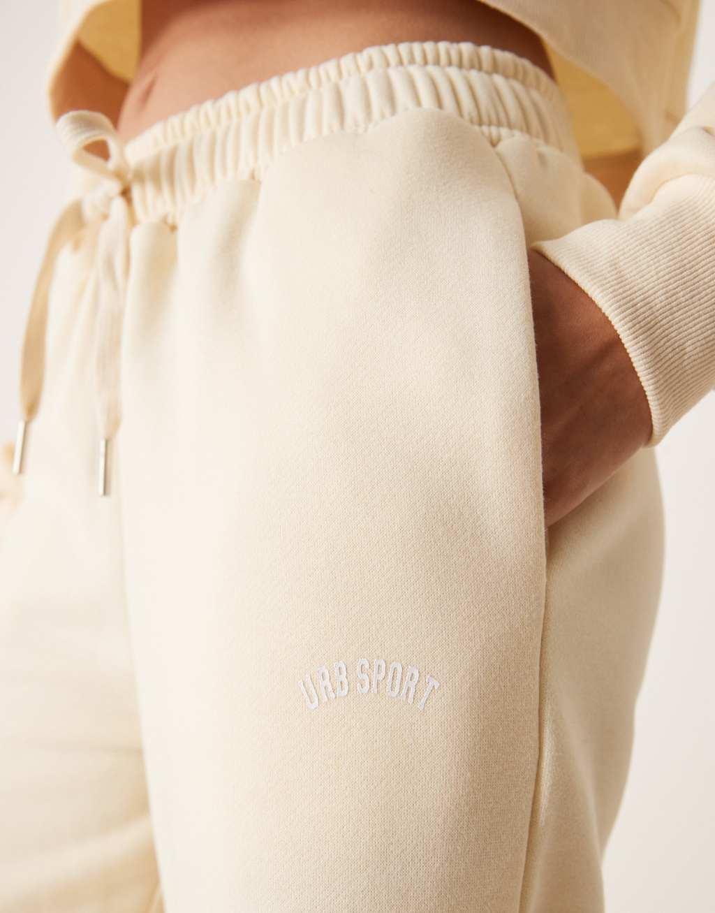 Urban Threads lounge sporty wide leg sweatpants in cream Product Image