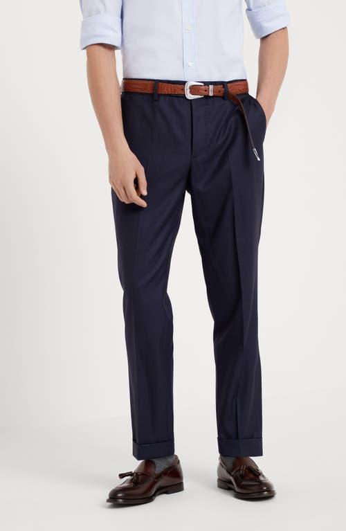BRUNELLO CUCINELLI Tapered-leg Wool Trousers In Navy Blue Product Image