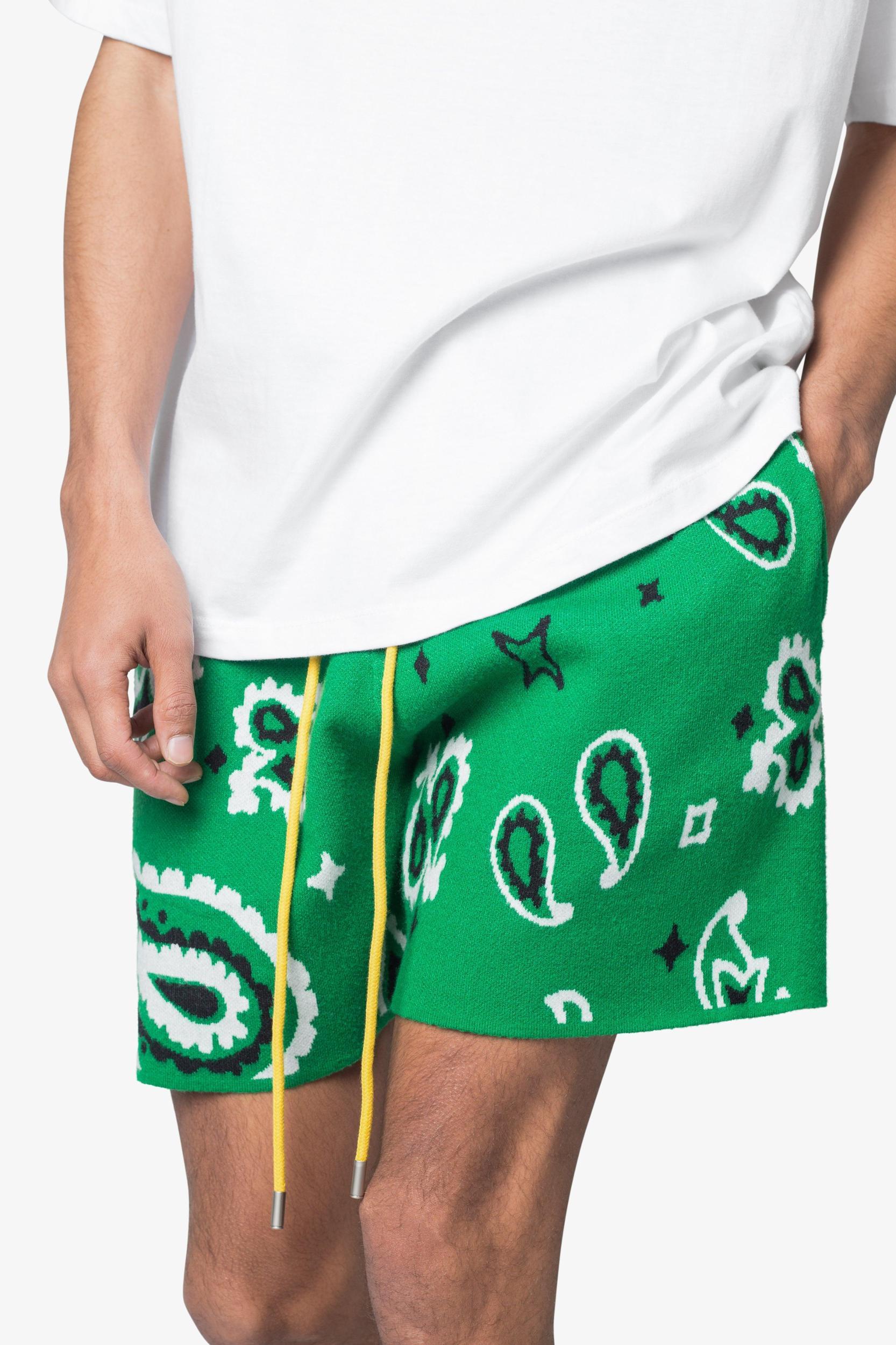 Paisley Knit Shorts - Green Product Image