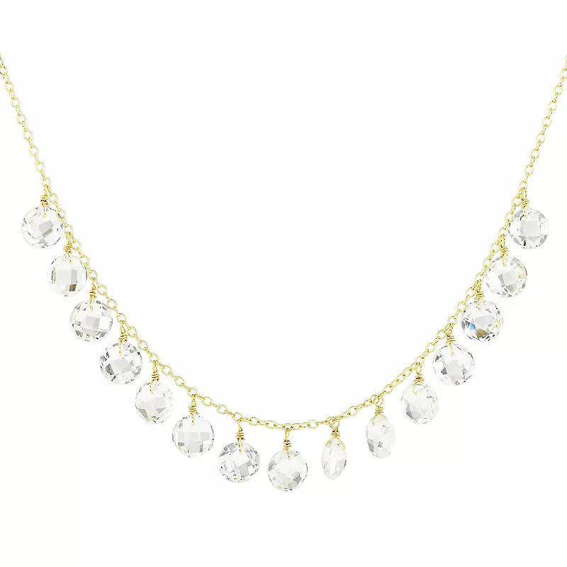 Jewelmak 14k Gold White Topaz Necklace, Women's, Size: 17" Product Image