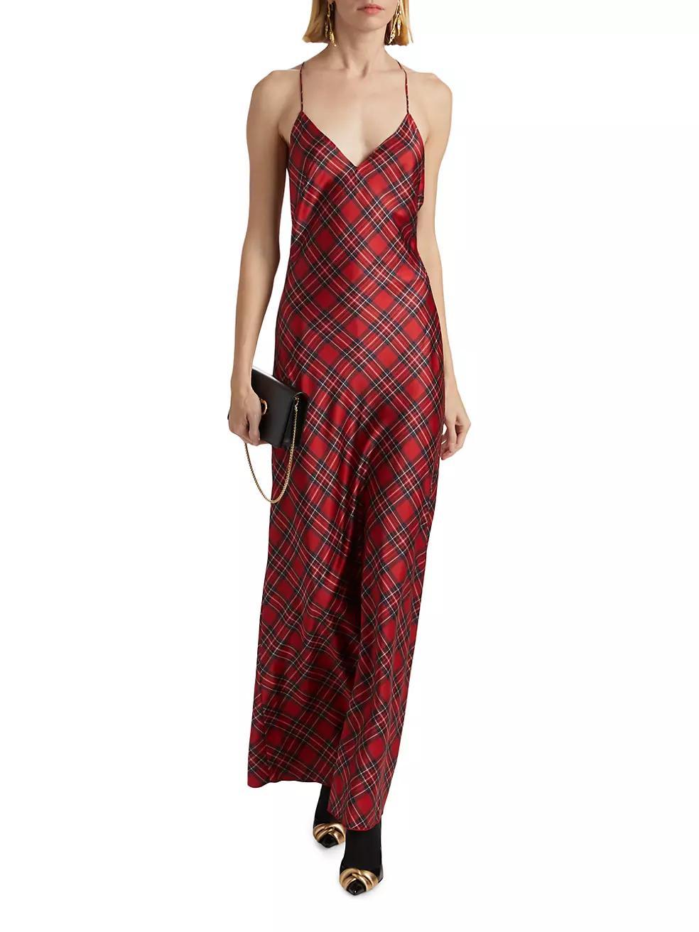 Bethanne Plaid Satin Maxi Dress Product Image