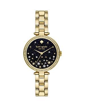 kate spade new york Womens Holland Three-Hand Black Leather Strap Watch Product Image