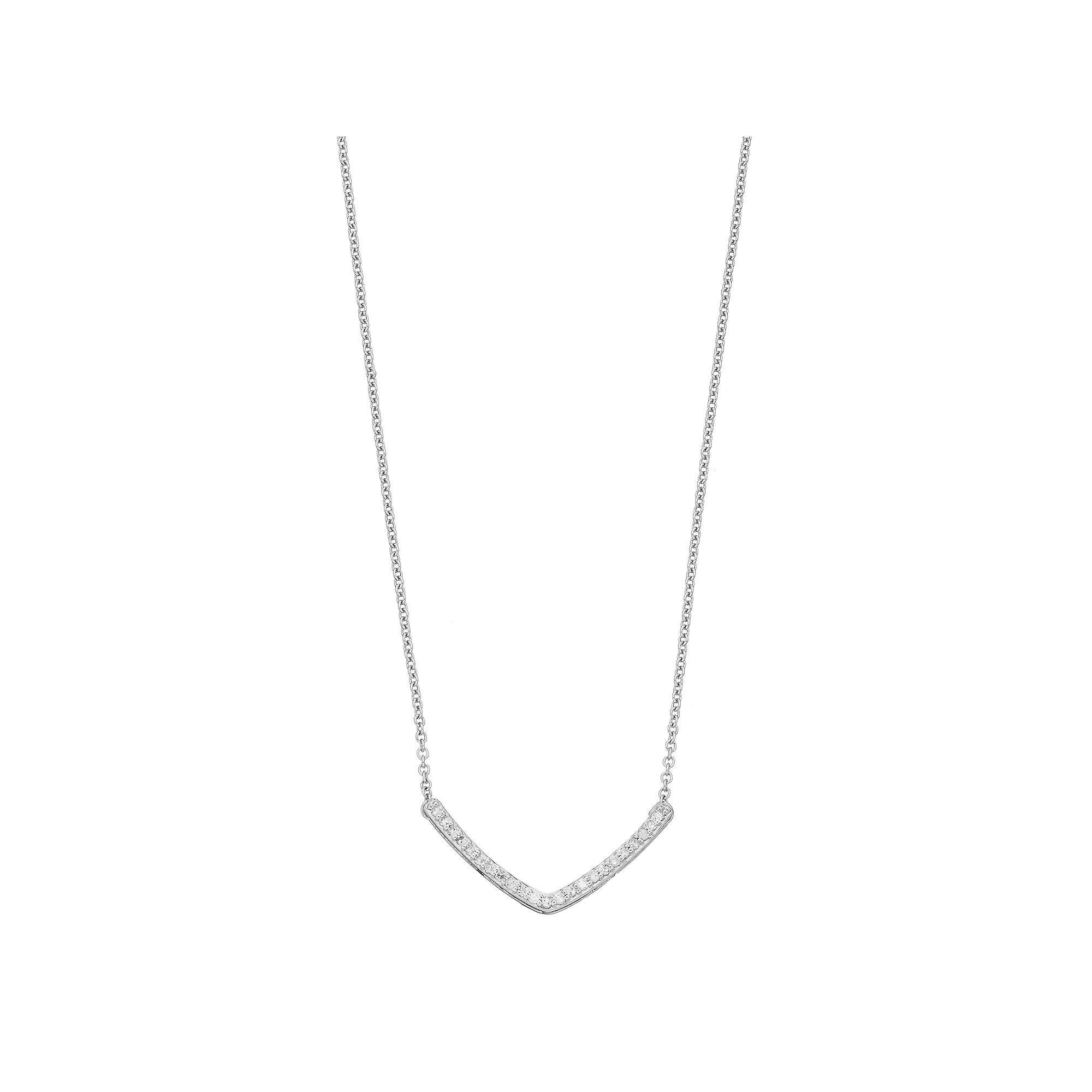 Sterling Silver 1/6 Carat T.W. Diamond Chevron Necklace, Women's, Size: 17" Product Image