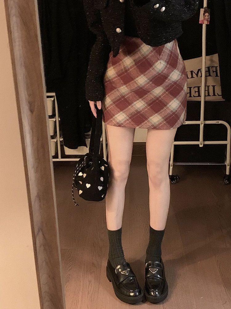 High Waist Plaid Mini A-Line Skirt Product Image