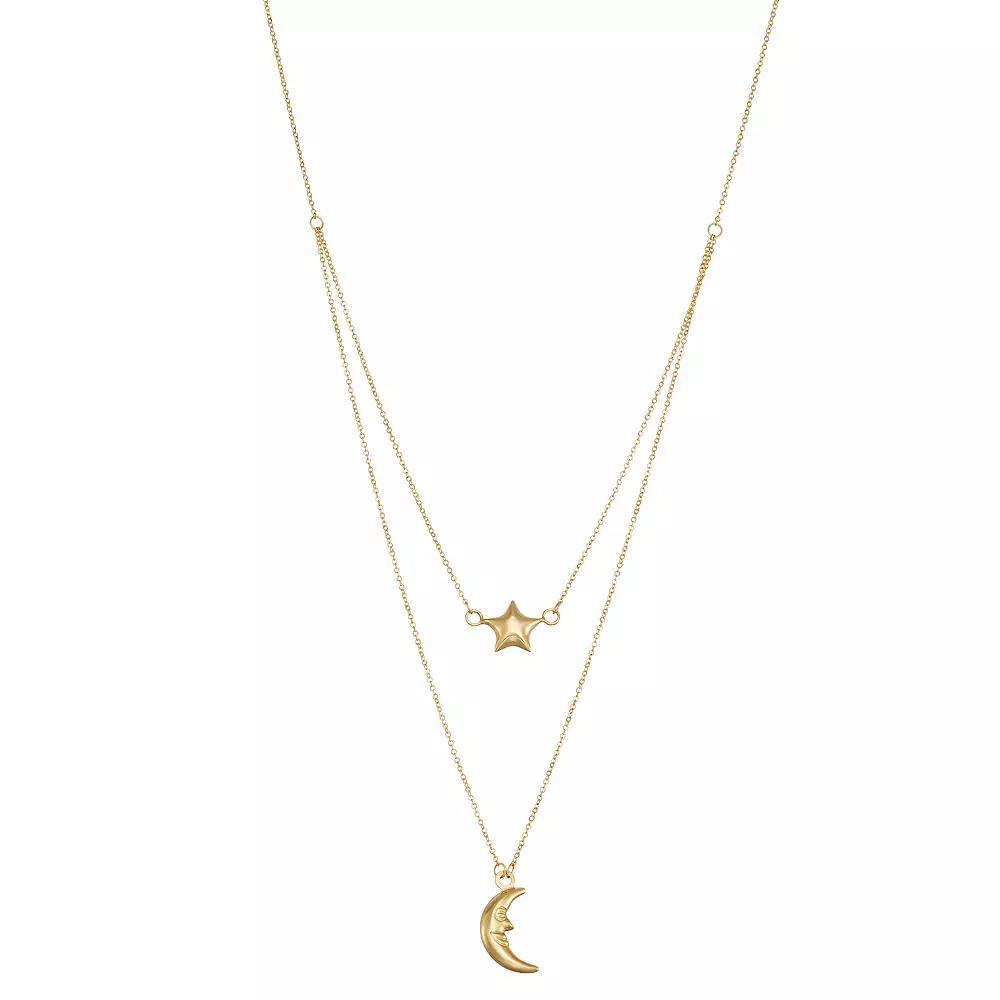 Au Naturale 10k Yellow Gold Moon And Star Layered Necklace, Women's, Size: 17", 10k Gold Product Image