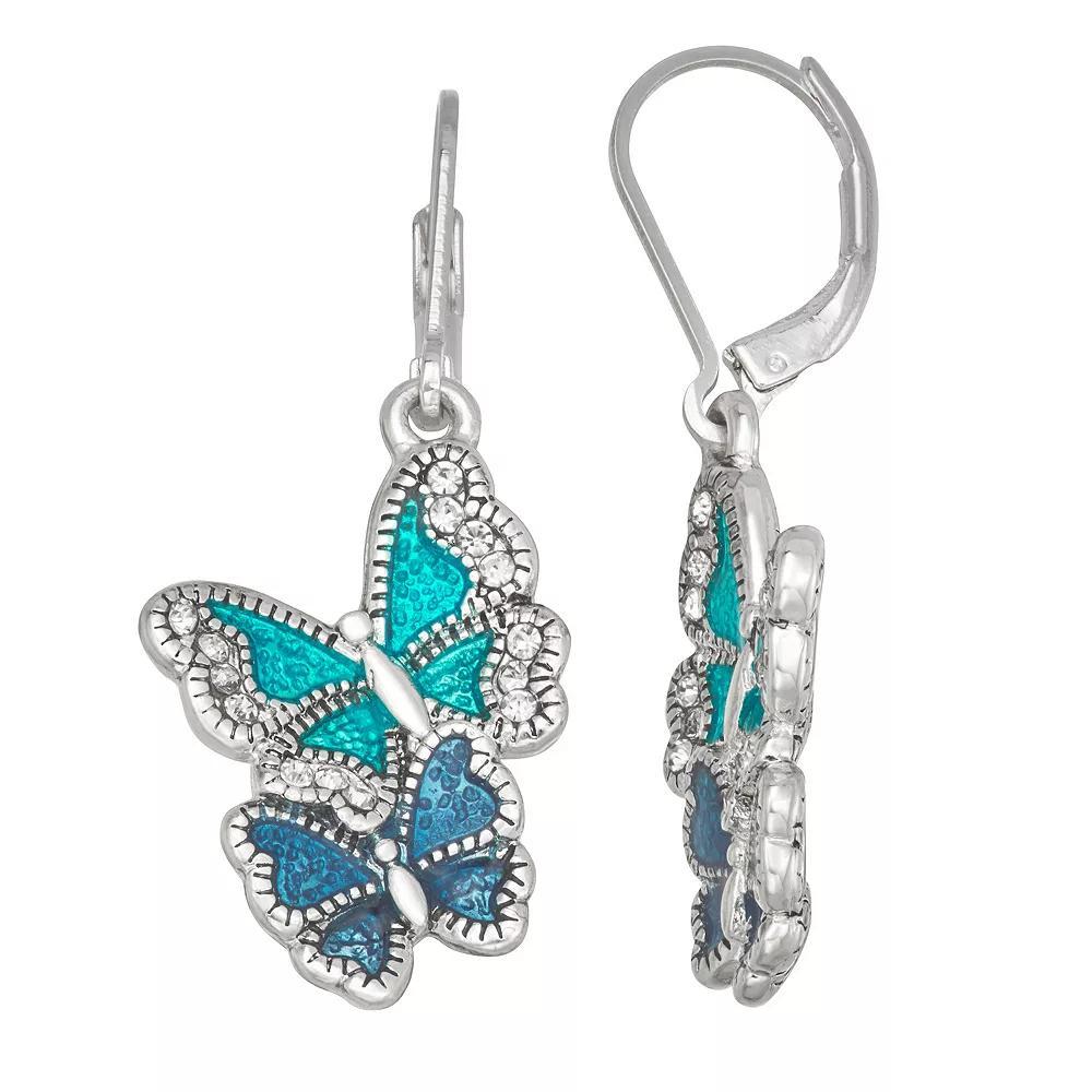 Napier Silver Tone Summers Dream Butterfly Drop Earrings, Womens, Blue Product Image