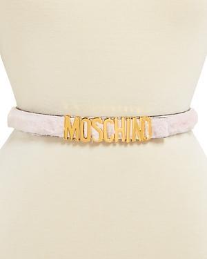 Moschino Womens Logo Buckle Leather Belt Product Image