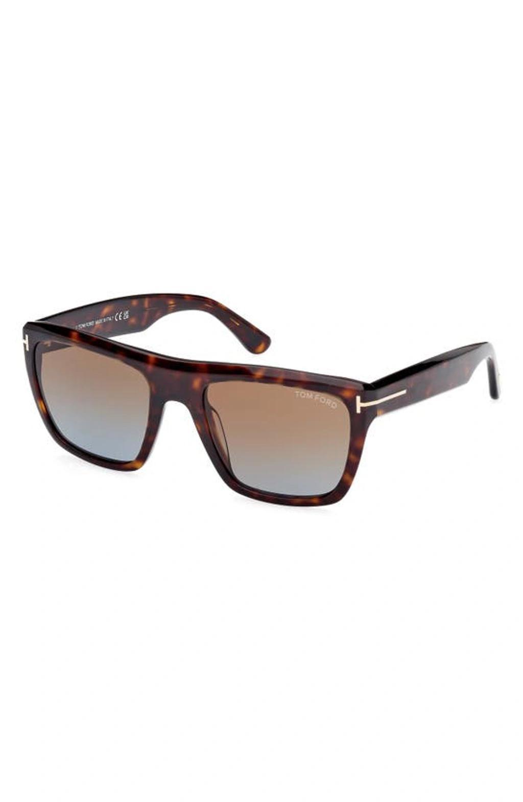 TOM FORD Men's Alberto Polarized Square Sunglasses In Shiny Havana Brown Product Image