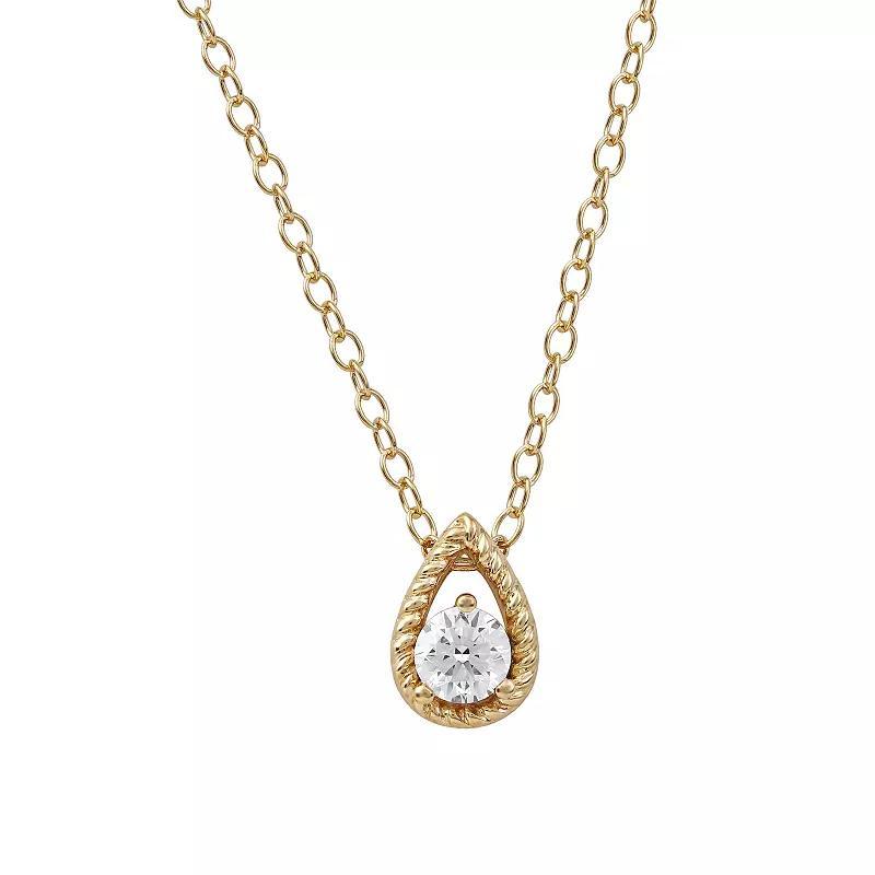 DeCouer 1/5 Carat T.W. Diamond Solitaire Teardrop Pendant Necklace, Women's, Size: 18", Rose Gold Tone Product Image