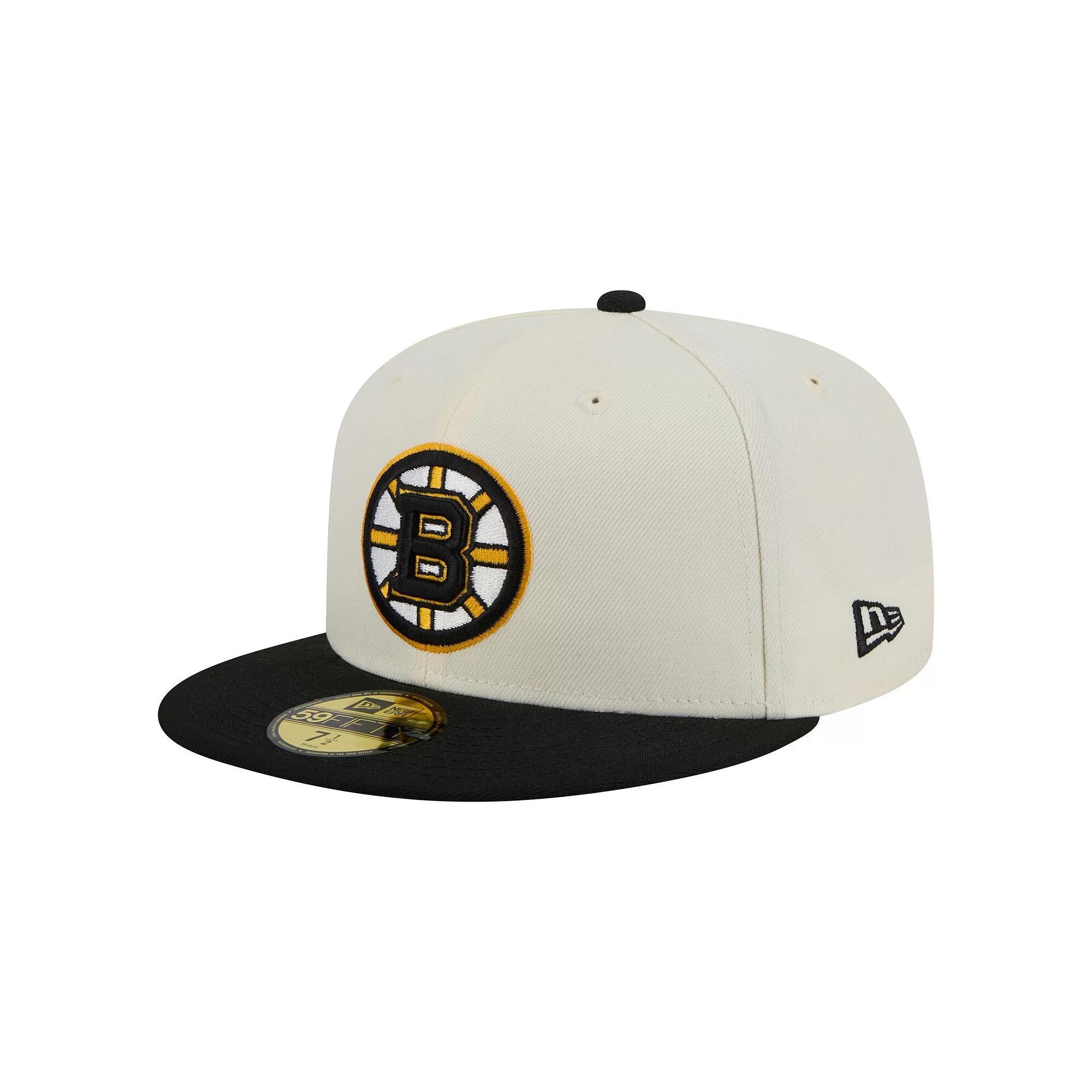 Men's New Era  White Boston Bruins Chrome Two-Toned 59FIFTY Fitted Hat, Size: 7 1/8, Beige Product Image