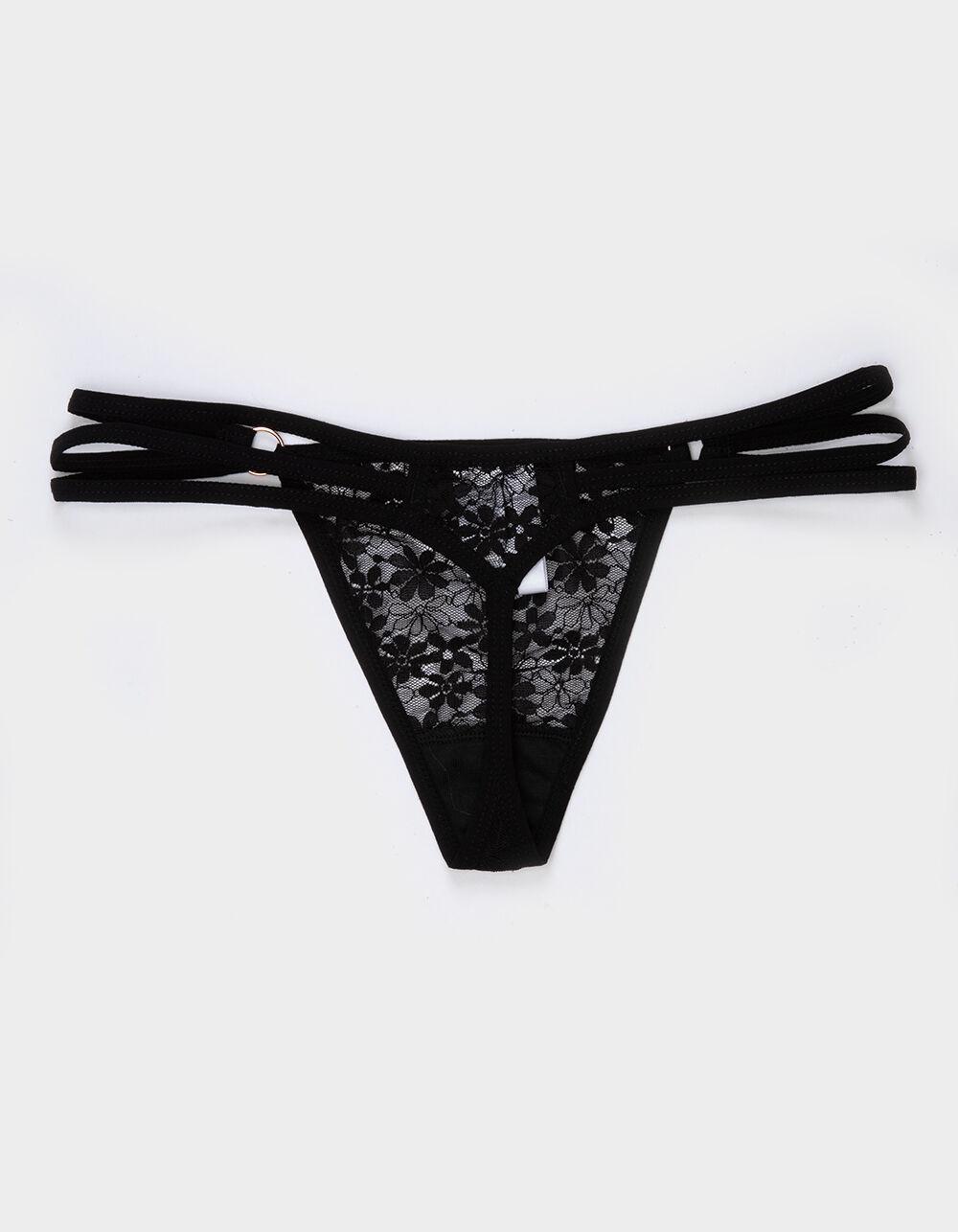 FULL TILT Side Strappy Lace Thong - OLIVE Product Image