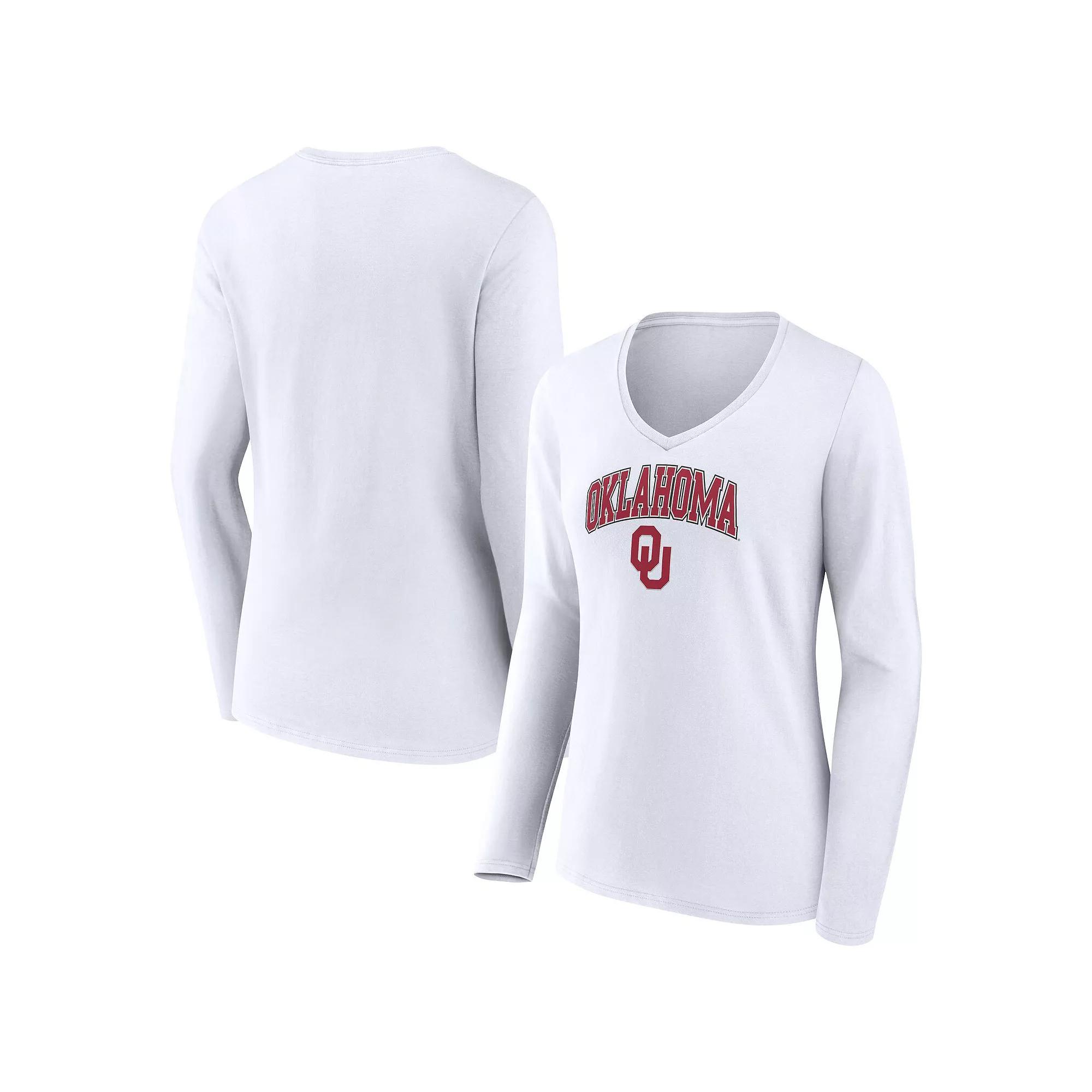 Womens Fanatics Branded Oklahoma Sooners Evergreen Campus Long Sleeve V-Neck T-Shirt Product Image