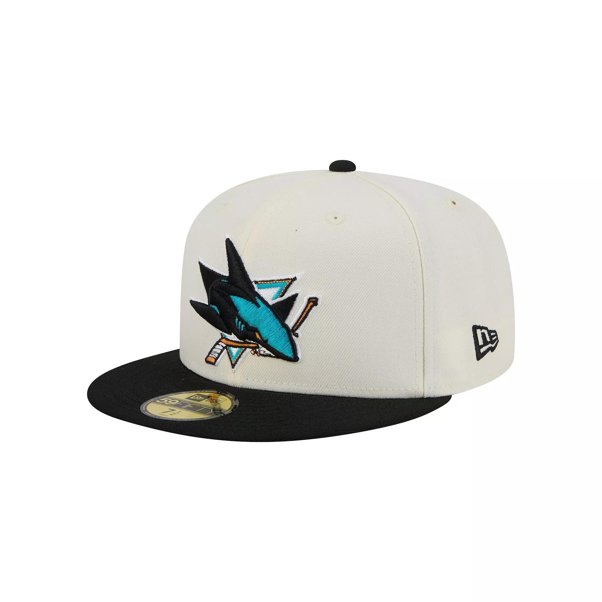 Men's New Era  White San Jose Sharks Chrome Two-Toned 59FIFTY Fitted Hat, Size: 7 1/8, Sks Beige Product Image