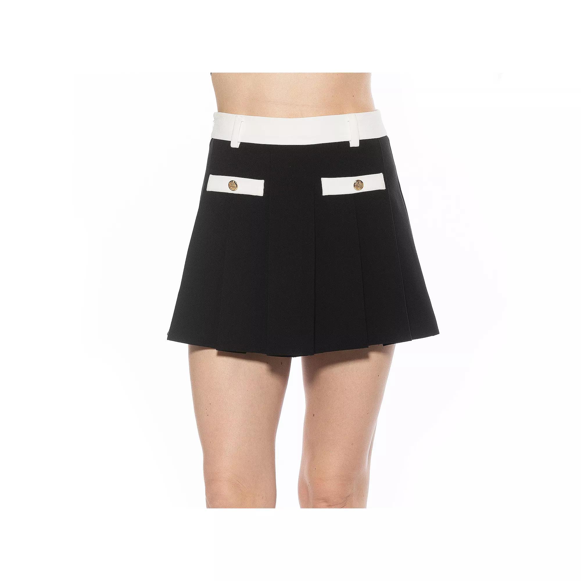 Women's ALEXIA ADMOR Lainey Pleated Skirt, Size: 14, Black White Gingham Product Image