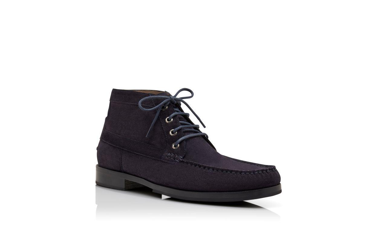 RHINEBECK Navy Blue Calf Suede Ankle Boots Product Image